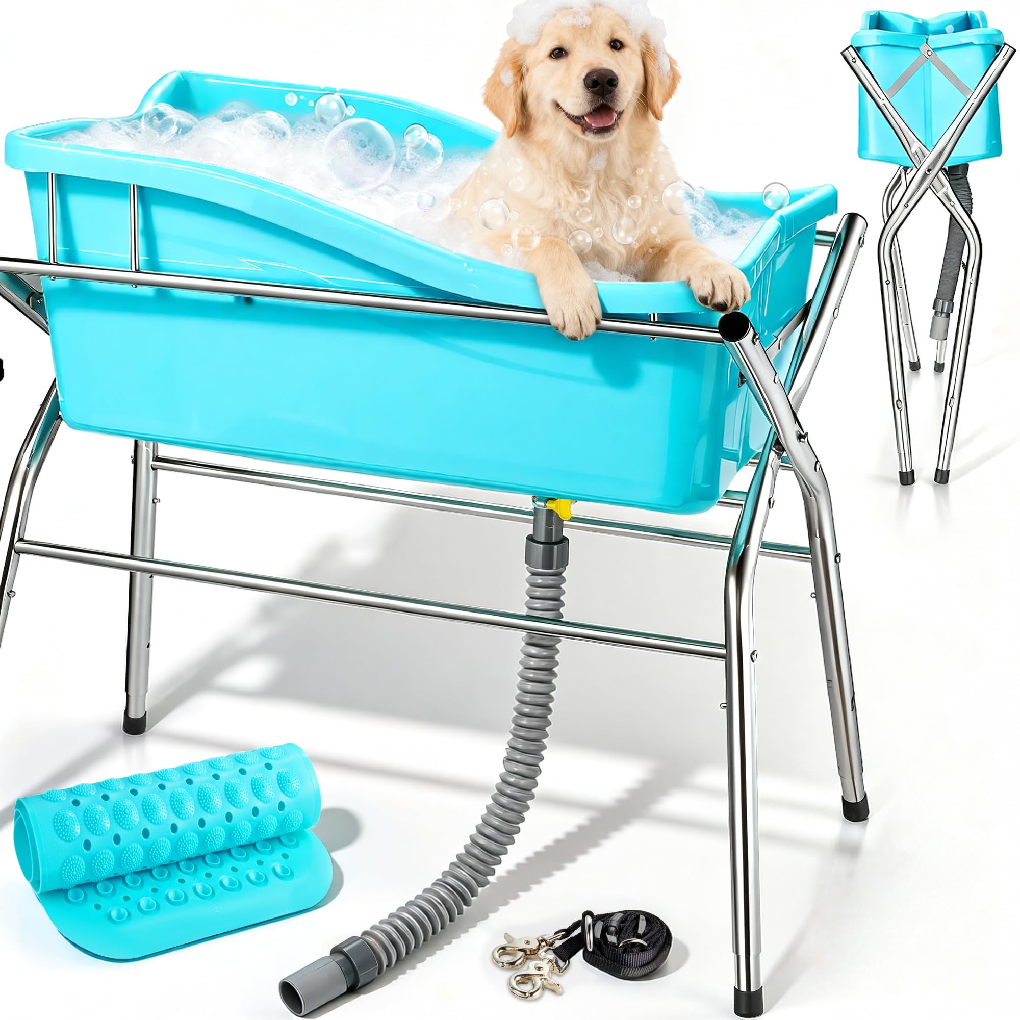 Amazon.co.jp: Handnamメタル犬用バスタブ、ポータブル犬用洗濯入浴